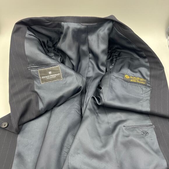 Hickey Freeman Loro Piano Wool Boardroom Blazer Navy Pinstripe - Picture 4 of 8